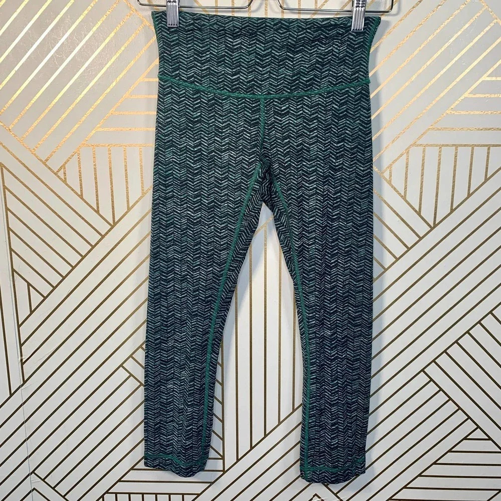 Lululemon Wunder Under Crops Sea‎ Mist Deep Green